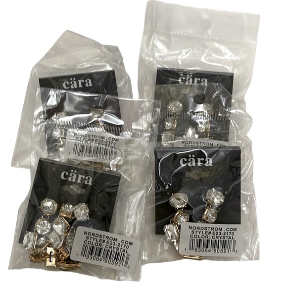 CARA Drop Earrings Linear Dangle Mixed Shape Crystals Pierced Earrings NWT - Picture 3 of 6